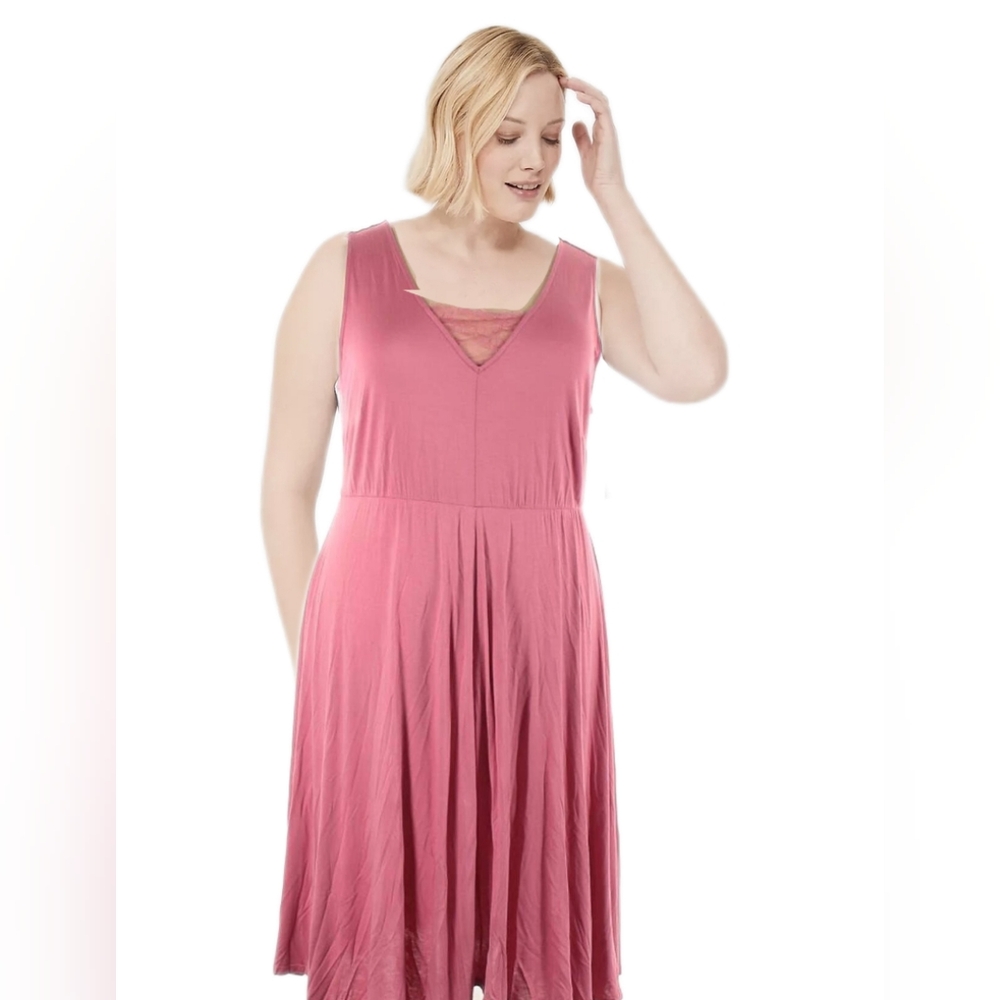 Pink Handkerchief Dress with Lace Insert